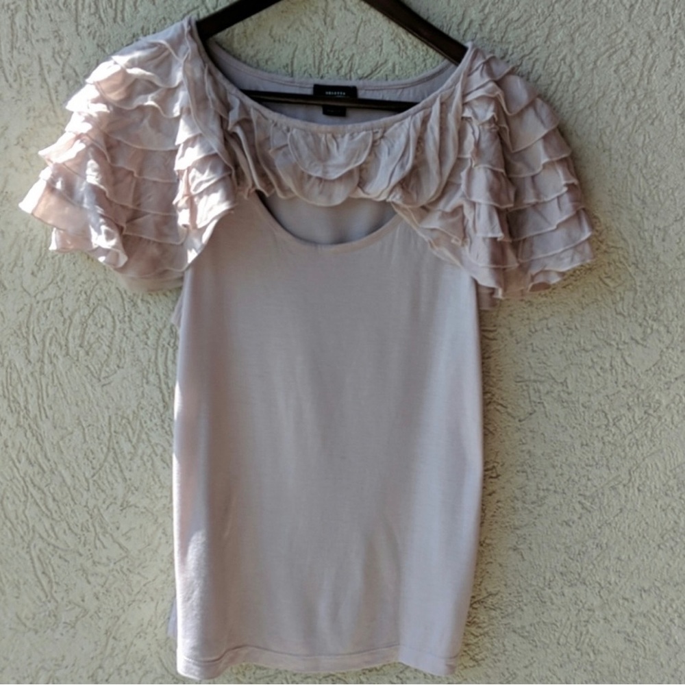 Anthropologie Deletta ruffle shoulder top